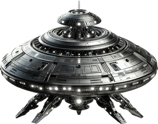 combat ufo.
Single Game Texture.  In-Game asset.  2d.  Blank background.  High contrast.  No shadows