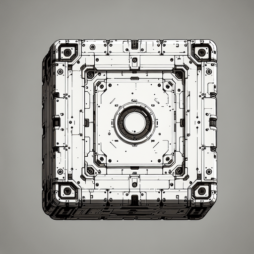 White square with round corners, flat, flat shaded, industrial design.
Single Game Texture. In-Game asset. 2d. Blank background. High contrast. No shadows.