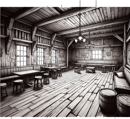 empty western saloon, just the floor, ceiling and walls..
Single Game Texture. In-Game asset. 2d. Blank background. High contrast. No shadows.
