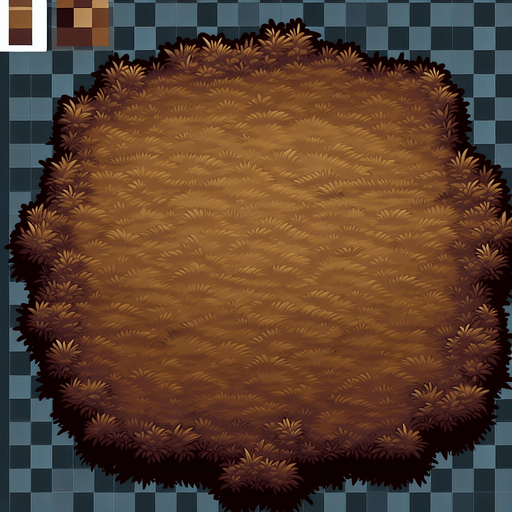 dark brown top down wide meadow.
Single Game Texture.  In-Game asset.  2d.  Blank background.  High contrast.  No shadows