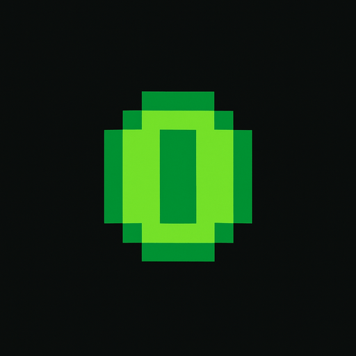 3x3 pixel green coin.
In-Game asset.  2d.  High contrast.  No shadows. retro arcade. Pixel art