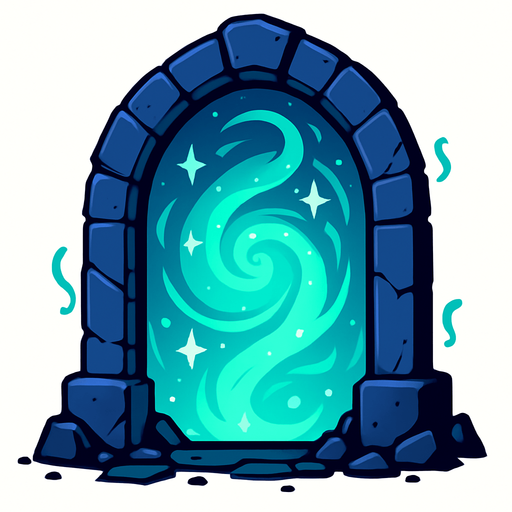big portal magical door.
In-Game asset.  2d.  High contrast.  No shadows