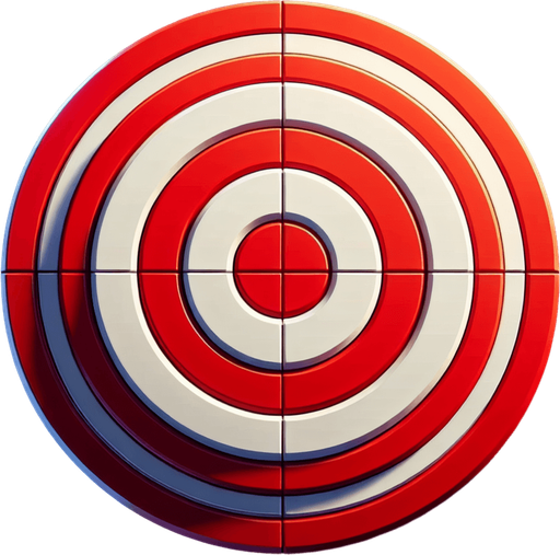 Red and white target.
Single Game Texture.  In-Game asset.  2d.  Blank background.  High contrast.  No shadows