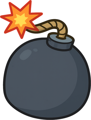 bomb. No background. Transparent background. Blank background. No shadows. 2d. In-Game asset. flat
