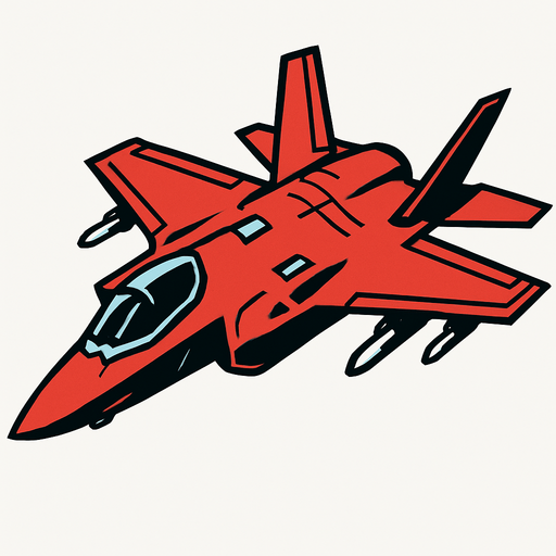 F35 like fighter jet.
In-Game asset.  2d.  High contrast.  No shadows