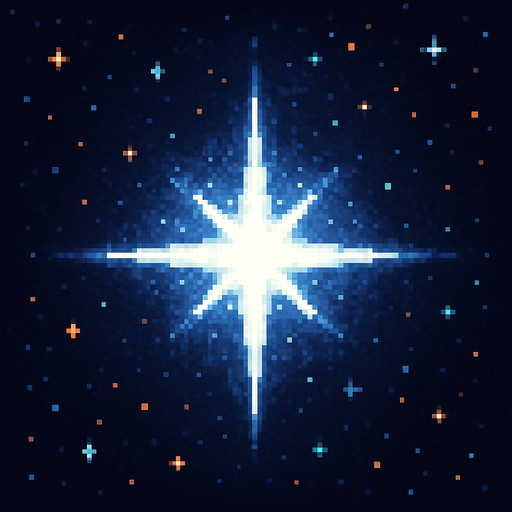 White star of the universe in Pixel Art style