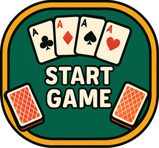 arkada kumar kartları ve masası olsun ve üstünde start game yazsın.
In-Game asset.  2d.  High contrast.  No shadows