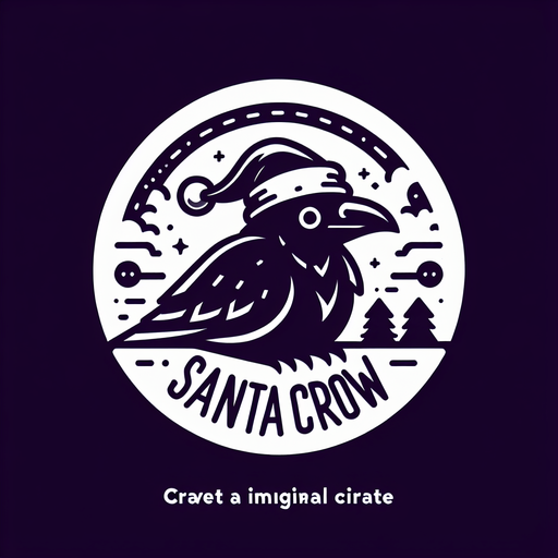 Icon for santa crow, on a circle, with the text „santa crow“ at top Single Game Texture. In-Game asset. 2d. Blank background. High contrast. No shadows.