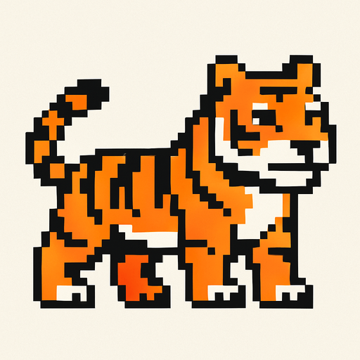 Tiger 8 bit.
In-Game asset.  2d.  High contrast.  No shadows