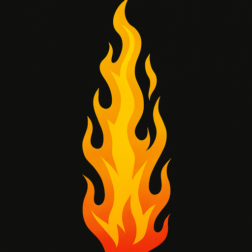 Tall flame shot of a flame gun assets.  without the gun.
In-Game asset.  2d.  High contrast.  No shadows