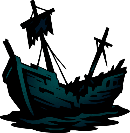 Broken ship.
In-Game asset.  2d.  High contrast.  No shadows
