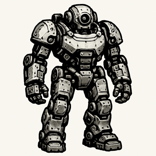 robot.
In-Game asset.  2d.  High contrast.  No shadows. realistic