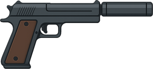 deagle with a supressor
. No background. Transparent background. Blank background. No shadows. 2d. In-Game asset. flat