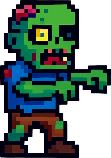 zombie pixel no text.
In-Game asset.  2d.  High contrast.  No shadows