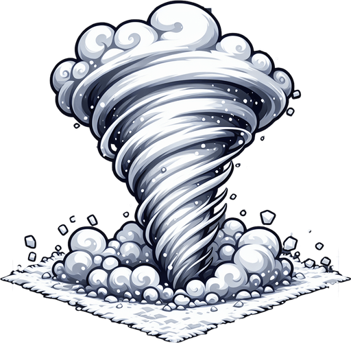 snow tornado.
Single Game Texture. In-Game asset. 2d. Blank background. High contrast. No shadows.