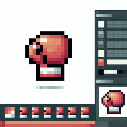 Boxing glove, pixel art
Single Game Texture. In-Game asset. 2d. Blank background. High contrast. No shadows.