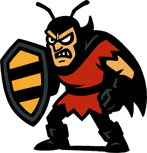 kalkanlı yaban arası kötü adam.
In-Game asset.  2d.  High contrast.  No shadows