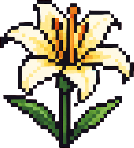flor de lirio de pixeles.
In-Game asset.  2d.  High contrast.  No shadows