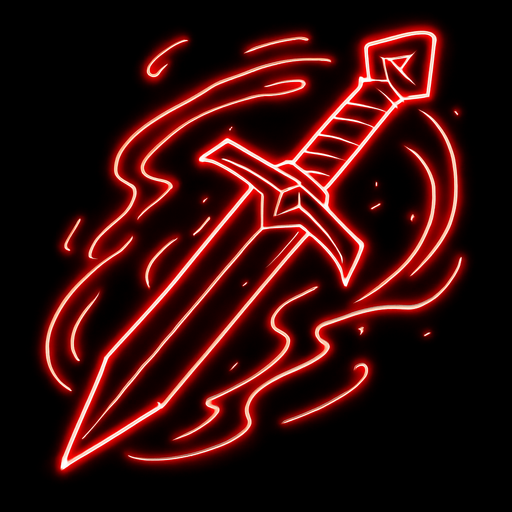 Sword, effect master red neon.
In-Game asset.  2d.  High contrast.  No shadows