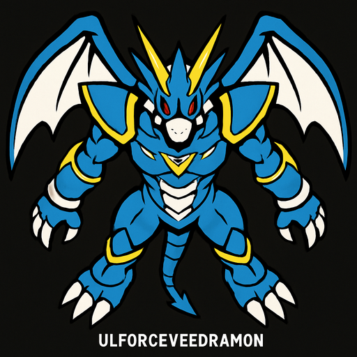 UlforceVeedramon, visto desde arriba.
In-Game asset.  2d.  High contrast.  No shadows