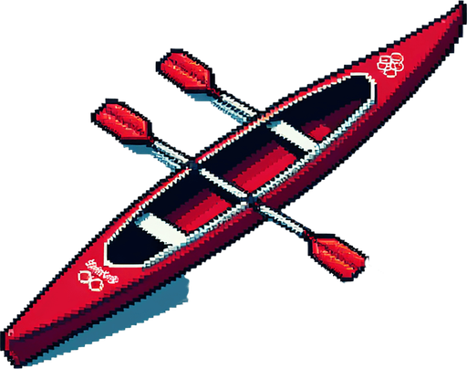 sprite sheet for an olympic red large width canoe. bird-eye view. pixelated..
Single Game Texture. In-Game asset. 2d. Blank background. High contrast. No shadows.