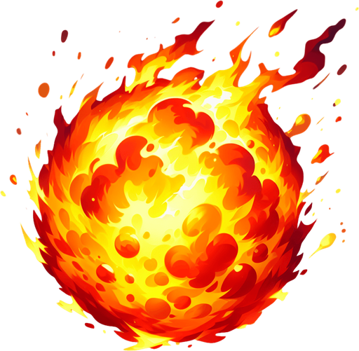 fire ball.
Single Game Texture.  In-Game asset.  2d.  Blank background.  High contrast.  No shadows