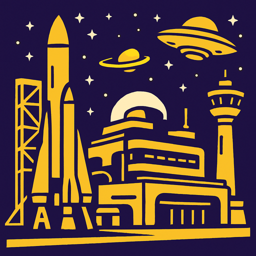 spaceport.
In-Game asset.  2d.  High contrast.  No shadows. spaceport