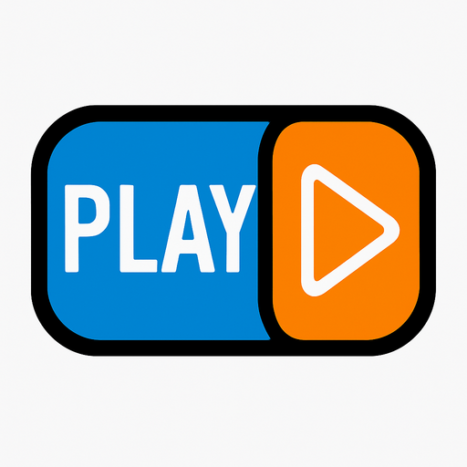 Play button for portal video game.
In-Game asset.  2d.  High contrast.  No shadows