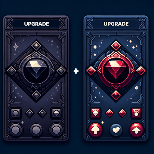 Upgrade button.
Single Game Texture.  In-Game asset.  2d.  Blank background.  High contrast.  No shadows
