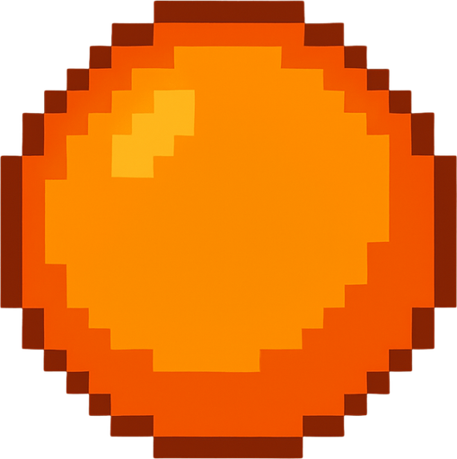 orange circle pixel art.
In-Game asset.  2d.  High contrast.  No shadows