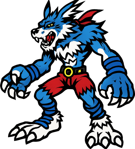 Weregarurumon.
In-Game asset.  2d.  High contrast.  No shadows