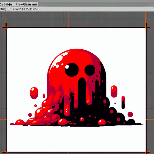 Single Game Texture. In-Game asset. 2d. Blank background. High contrast. No shadows, scary red slime Sprite