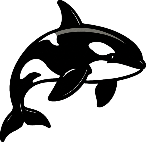 A big Black and White Orca.
In-Game asset.  2d.  High contrast.  No shadows