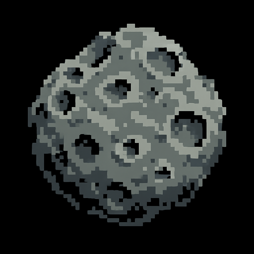 A BIG GRAY ASTEROID.
In-Game asset.  2d.  High contrast.  No shadows. Retro 8bt