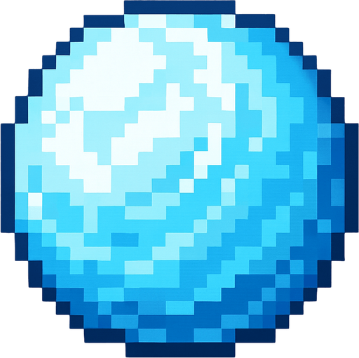 bola de hielo pixel art.
In-Game asset.  2d.  High contrast.  No shadows