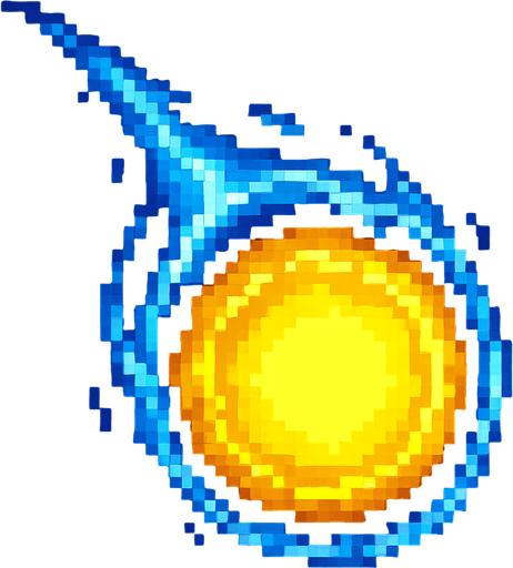 Make this pixel art style and give it a bit of a tail on the top as if it is flying downwards.