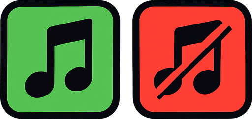 иконки для включения и отключения музыки в игре.
In-Game asset.  2d.  High contrast.  No shadows