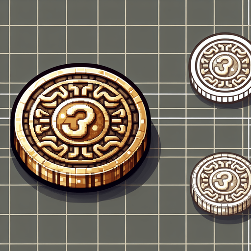 A single coin.
Single Game Texture. In-Game asset. 2d. Blank background. High contrast. No shadows.