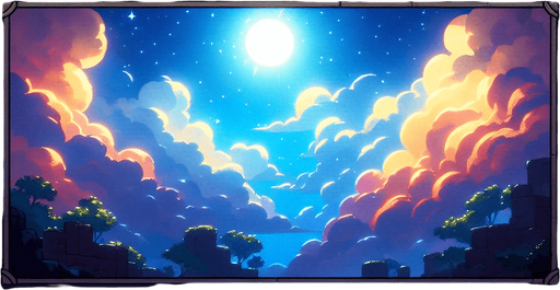 Daytime sky.
Single Game Texture.  In-Game asset.  2d.  Blank background.  High contrast.  No shadows