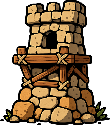 Taş devri Kule.
In-Game asset.  2d.  High contrast.  No shadows