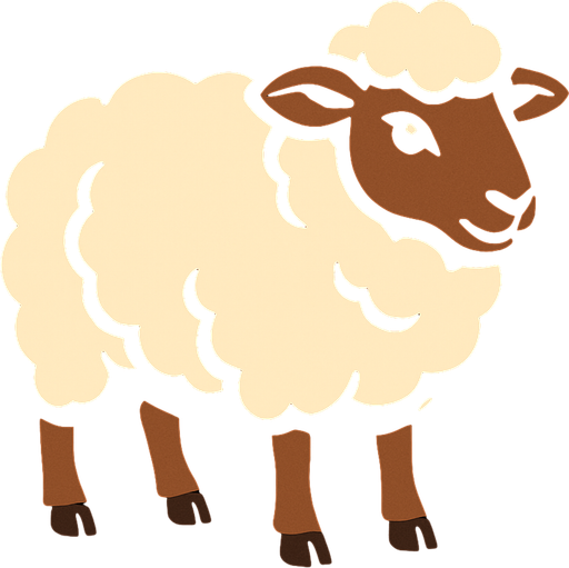 sheep with black background.
In-Game asset.  2d.  High contrast.  No shadows