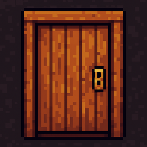 Pixel Art Door.
In-Game asset.  2d.  High contrast.  No shadows