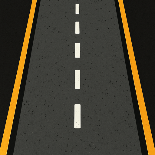 Asfalt bir maşın yolu.
In-Game asset.  2d.  High contrast.  No shadows