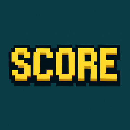 texto hecho con pixeles que diga score.
In-Game asset.  2d.  High contrast.  No shadows