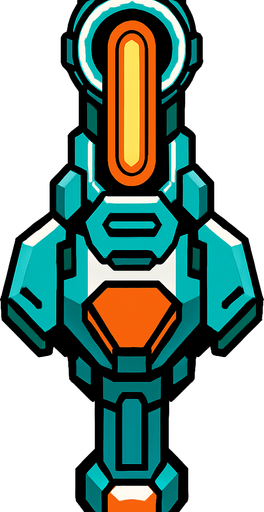 futuristic space cannon gun
 vertical top view.
In-Game asset.  2d.  High contrast.  No shadows