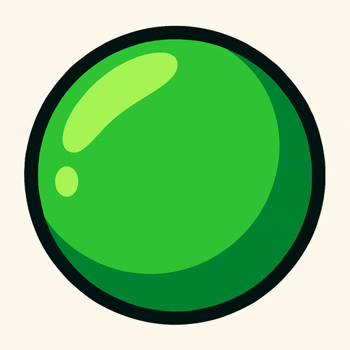 yuvarlak yeşil top.
In-Game asset.  2d.  High contrast.  No shadows
