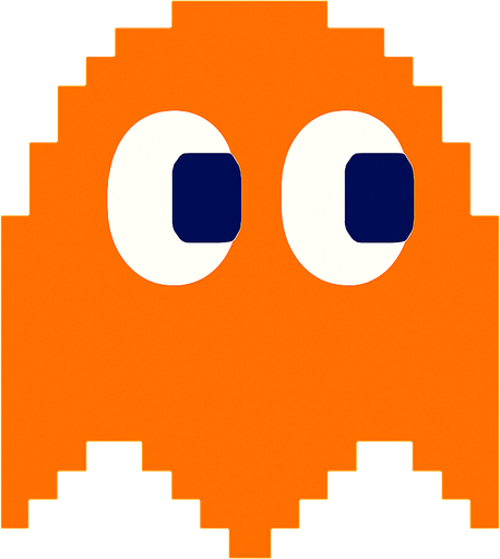 Pacman orange ghost.
In-Game asset.  2d.  High contrast.  No shadows