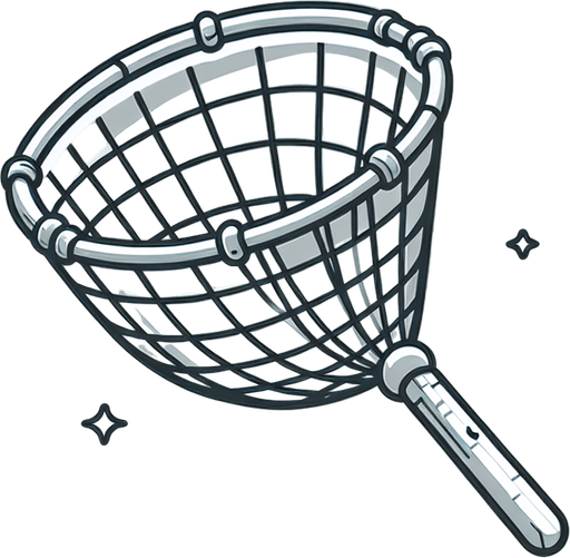 catching net.
Single Game Texture. In-Game asset. 2d. Blank background. High contrast. No shadows.