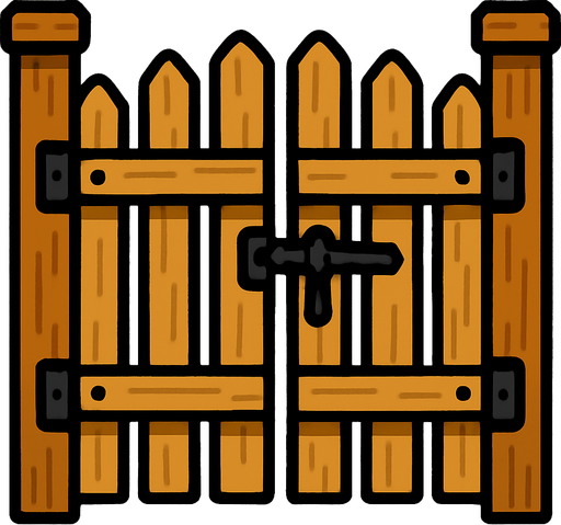 fence gate.
In-Game asset.  2d.  High contrast.  No shadows