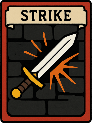 dungeon card game, Strike card.
In-Game asset.  2d.  High contrast.  No shadows
